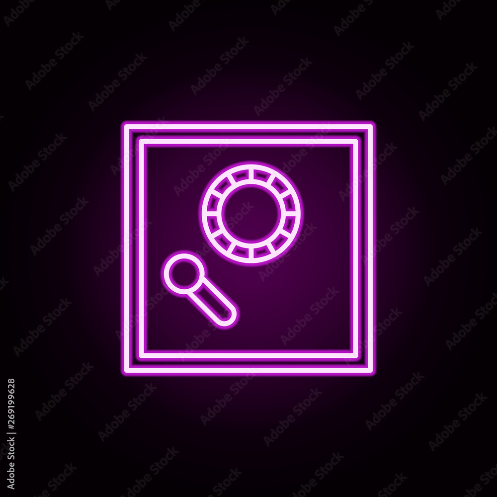 Poster safe neon icon. elements of online shopping set. simple icon for websites, web design, mobile app, i
