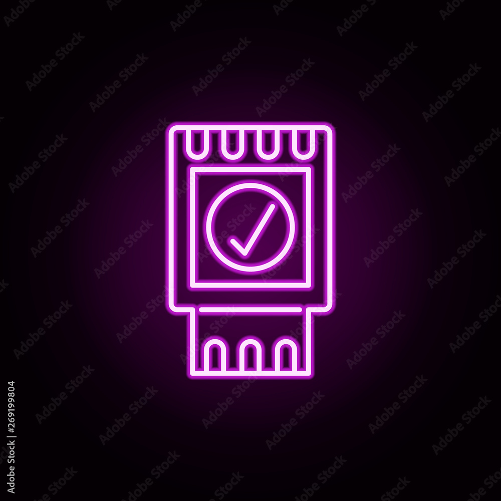 Poster receive payment neon icon. elements of online shopping set. simple icon for websites, web design, mo