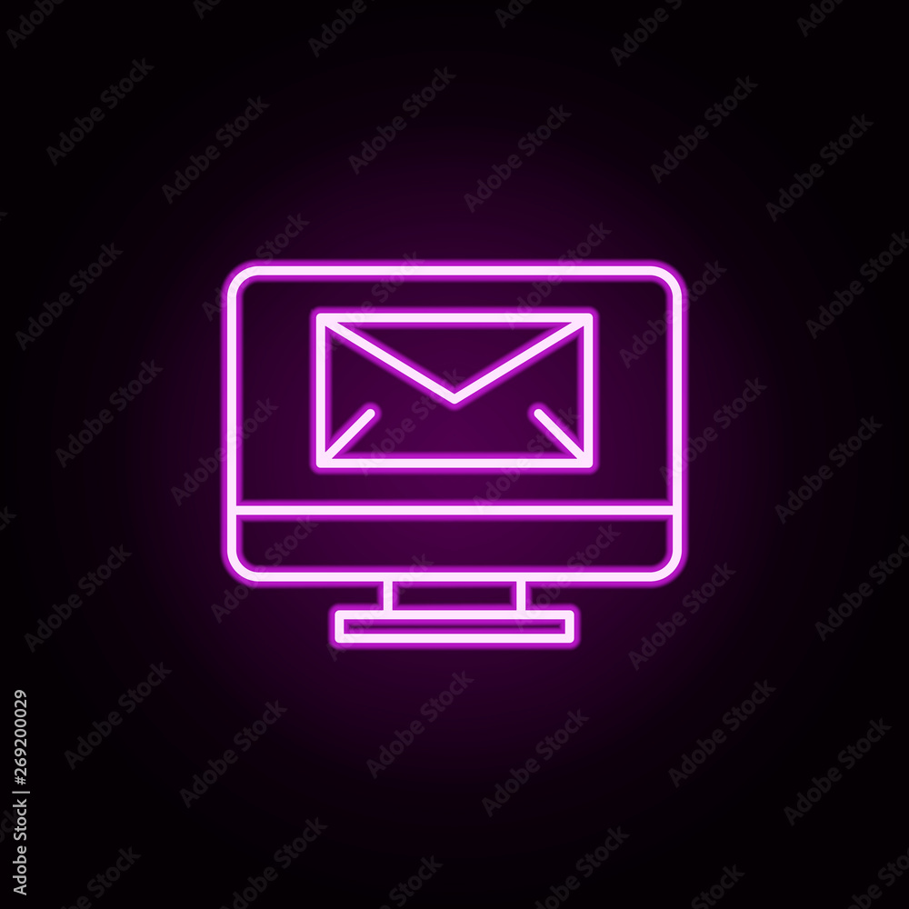 Aufkleber main pc neon icon. elements of online shopping set. simple icon for websites, web design, mobile app