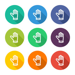 Illustration icon for medical gloves with several color alternatives