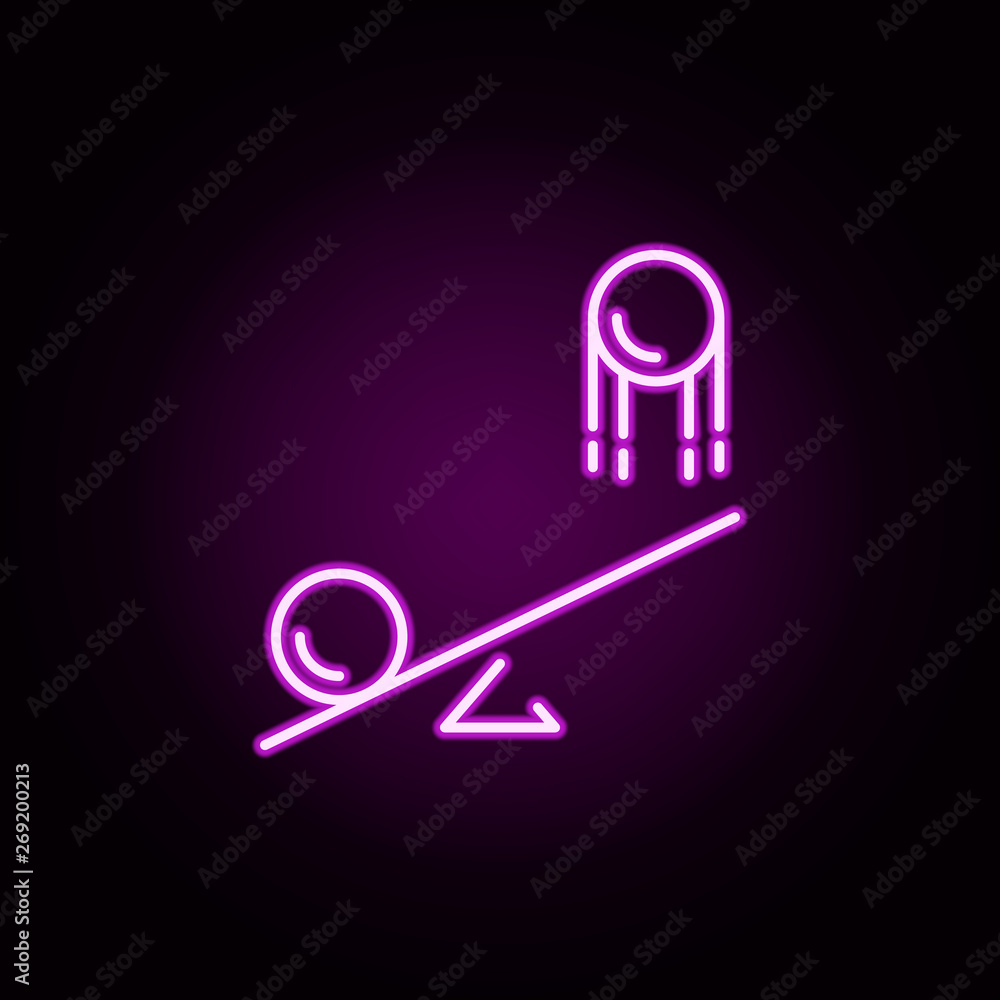 Poster saw neon icon. elements of physics set. simple icon for websites, web design, mobile app, info graph