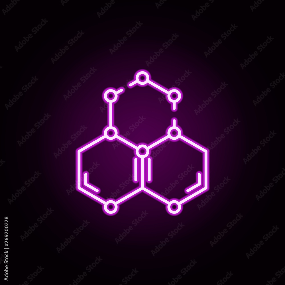 Poster molecules neon icon. elements of physics set. simple icon for websites, web design, mobile app, info