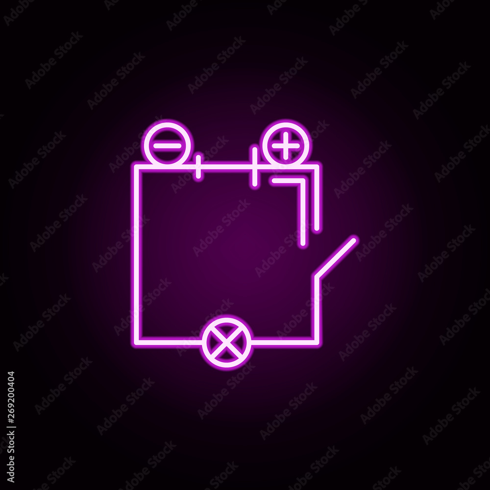 Poster circuit neon icon. elements of physics set. simple icon for websites, web design, mobile app, info g
