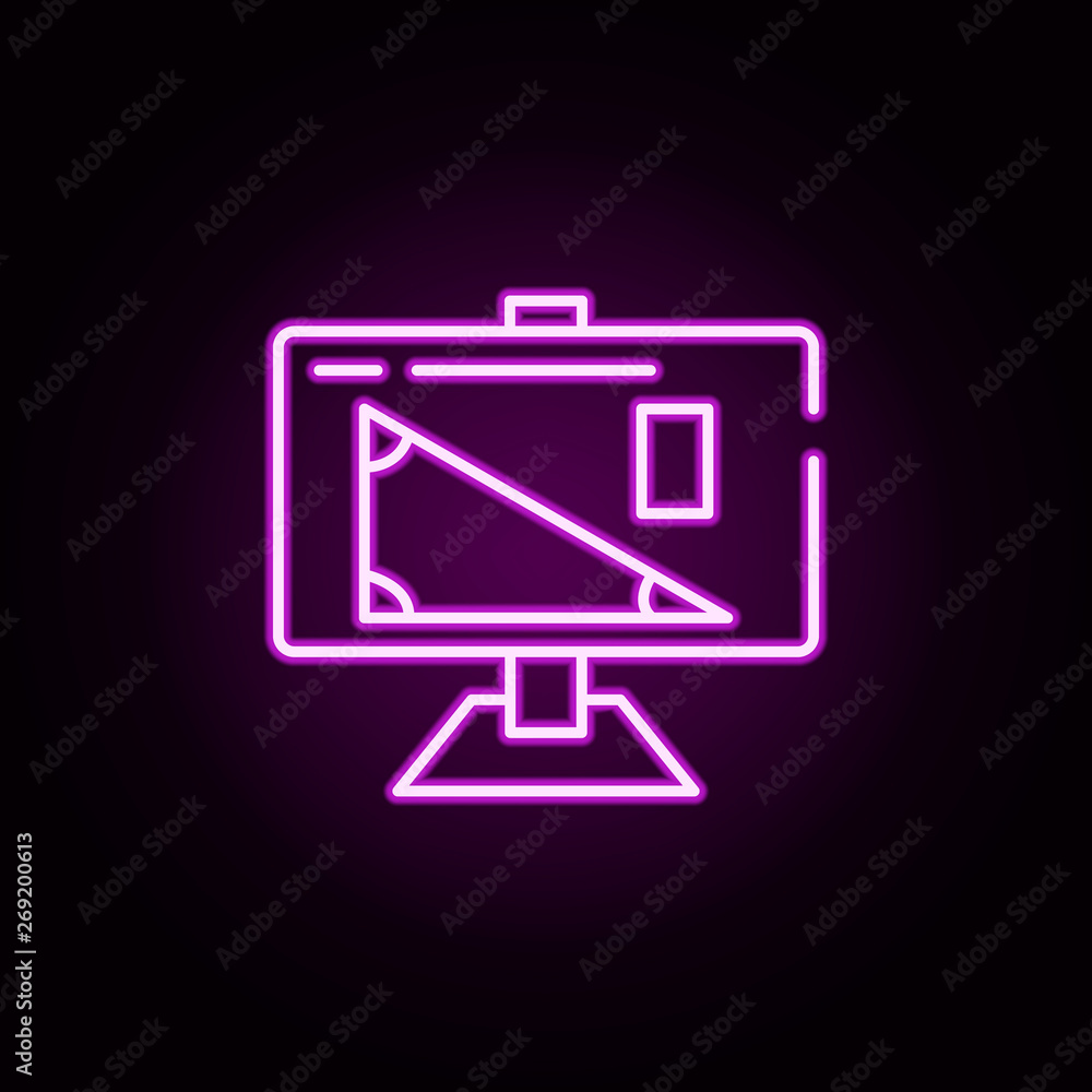 Poster geometry neon icon. elements of physics set. simple icon for websites, web design, mobile app, info 