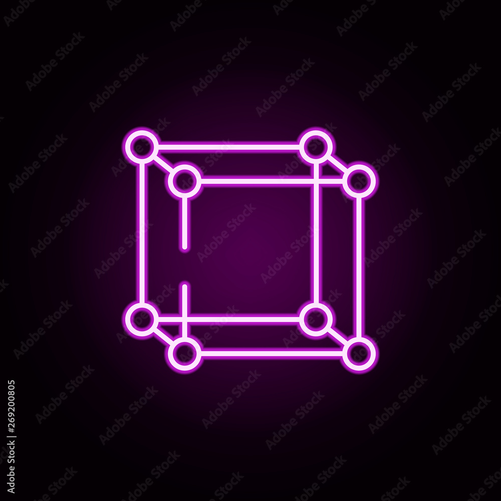 Poster molecules neon icon. elements of physics set. simple icon for websites, web design, mobile app, info