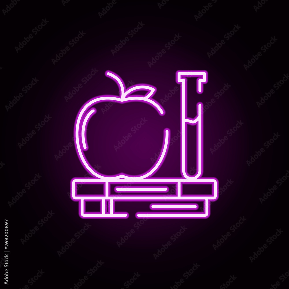 Poster education physics neon icon. elements of physics set. simple icon for websites, web design, mobile a