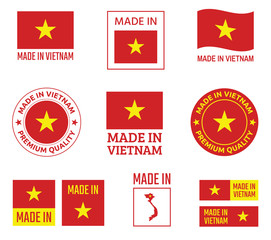 made in Vietnam icon set, Socialist Republic of Vietnam product labels