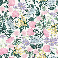 flower rush maximalist seamless vector pattern