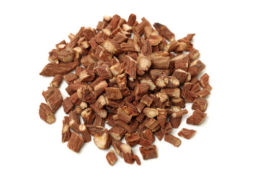 Red Sage Root（Salvia miltiorrhiza Bge）on white background