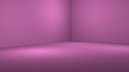 3D illustration of empty 3D room with spotlight on coloured gradient background with space to showcase your product or artwork. 3D illustration 