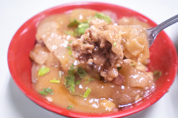 Bawan (Ba wan), taiwanese meatball delicacy, delicious street food, fried starch wrapped round...