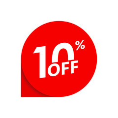 Sale or Discount label. 10 percent price off tag or sticker. Promo information badge. Vector illustration.