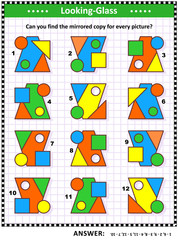 Abstract puzzle: Can you spot the pairs of mirrored pictures? Answer included.