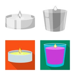 Vector illustration of relaxation and flame icon. Collection of relaxation and wax stock symbol for web.