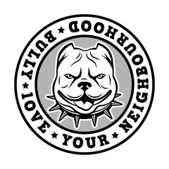 Pitbull Spiked Collar Vector.  Kind dog, with his tongue sticking out. Vector Illustration