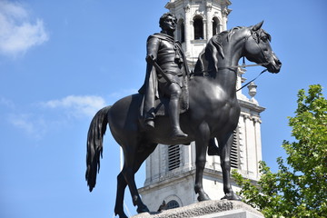 King George IV (1762-1830) statue on Trafalgar Square, London, England. George the Fourth was King...