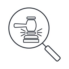 Magnifying glass. Court icon. Appeal. Vector linear icon.