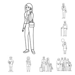 Vector illustration of happy  and character logo. Set of happy  and portrait stock vector illustration.