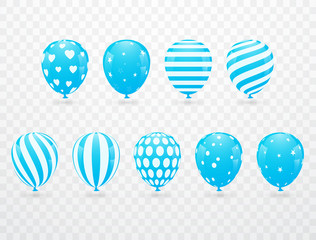 Helium balloon design, blue, various designs, 3D