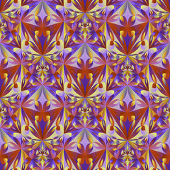 Geometrical seamless triangular flower pattern background - multicolored polygonal gradient vector wallpaper