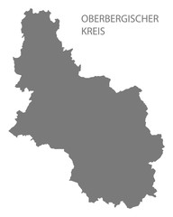 Oberbergischer Kreis grey county map of North Rhine-Westphalia DE
