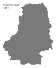 Maerkischer Kreis grey county map of North Rhine-Westphalia DE