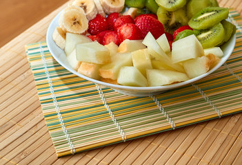 Bowl of fruit prepared for breakfast