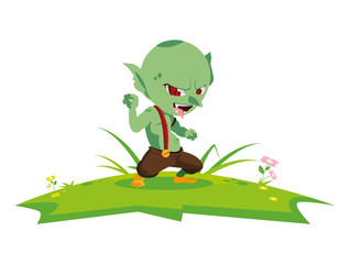 Fototapeta premium ugly troll in the camp magic character