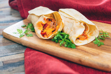bacon chicken wrap - meat of chicken buttle in rest of bacon fume cooked