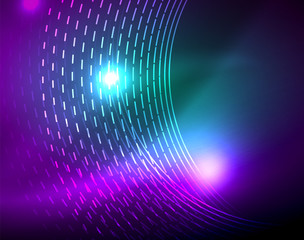 Neon circles abstract background