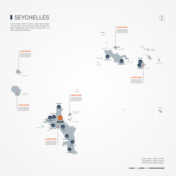 Seychelles map with borders, cities, capital and administrative divisions. Infographic vector map. Editable layers clearly labeled.