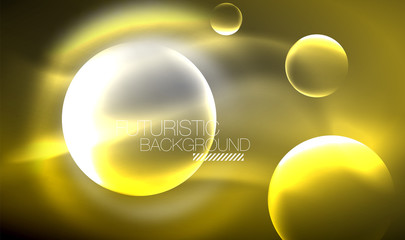Blurred neon glowing round shapes, abstract circles and lights