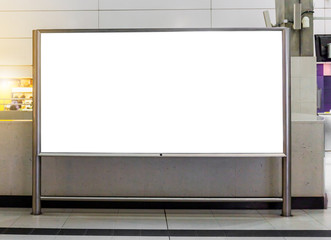 Mockup image of Blank billboard white screen posters and led in the subway station for advertising