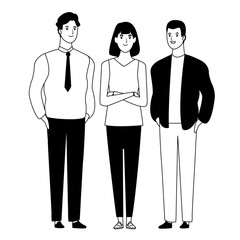 group of people avatar cartoon character in black and white
