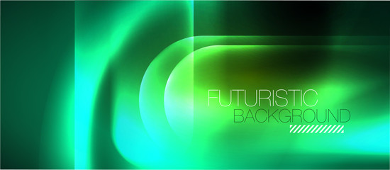 Neon glowing techno lines, blue hi-tech futuristic abstract background template