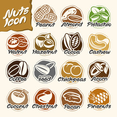 Vector Nuts Multiple Icons Set