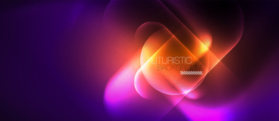Neon glowing techno lines, hi-tech futuristic abstract background template