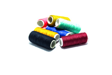 Multicolor threads on white background