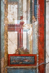 Ancient fresco in a house in Pompeii, Pompeii destroyed by the eruption of Vesuvius in 79 BC