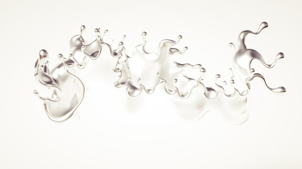 Silver splash. 3d illustration, 3d rendering.