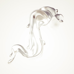 Silver splash. 3d illustration, 3d rendering.