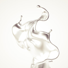 Silver splash. 3d illustration, 3d rendering.