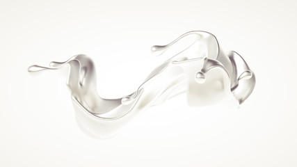 Silver splash. 3d illustration, 3d rendering.