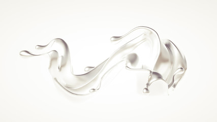 Silver splash. 3d illustration, 3d rendering.