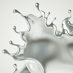 Silver splash. 3d illustration, 3d rendering.