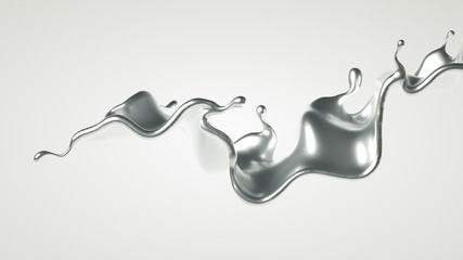 Silver splash. 3d illustration, 3d rendering.