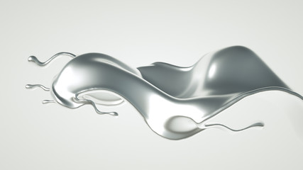 Silver splash. 3d illustration, 3d rendering.