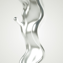 Silver splash. 3d illustration, 3d rendering.