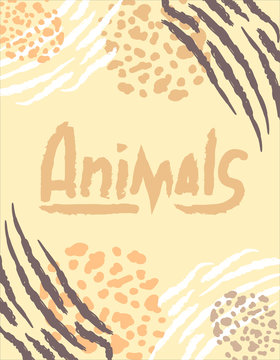 Banner with animal print. Trendy hand drawn textures.