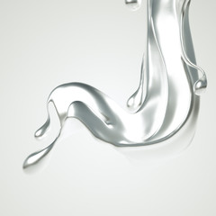 Silver splash. 3d illustration, 3d rendering.